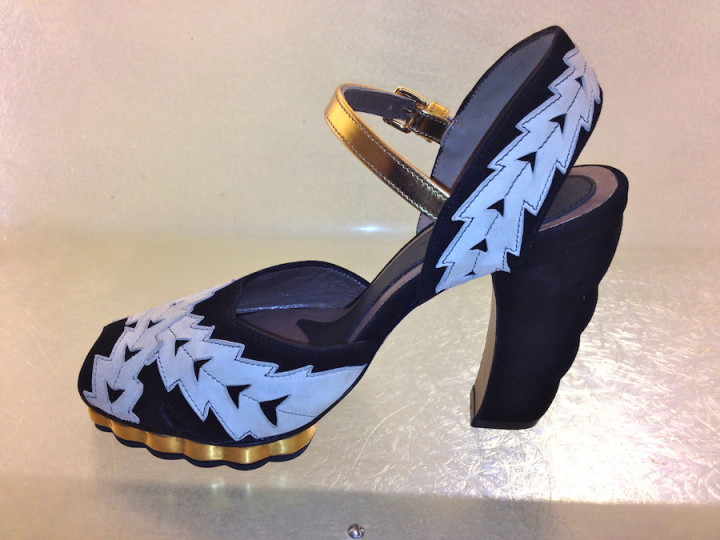 Marni Black and White Gold Strap Ivy Sandal