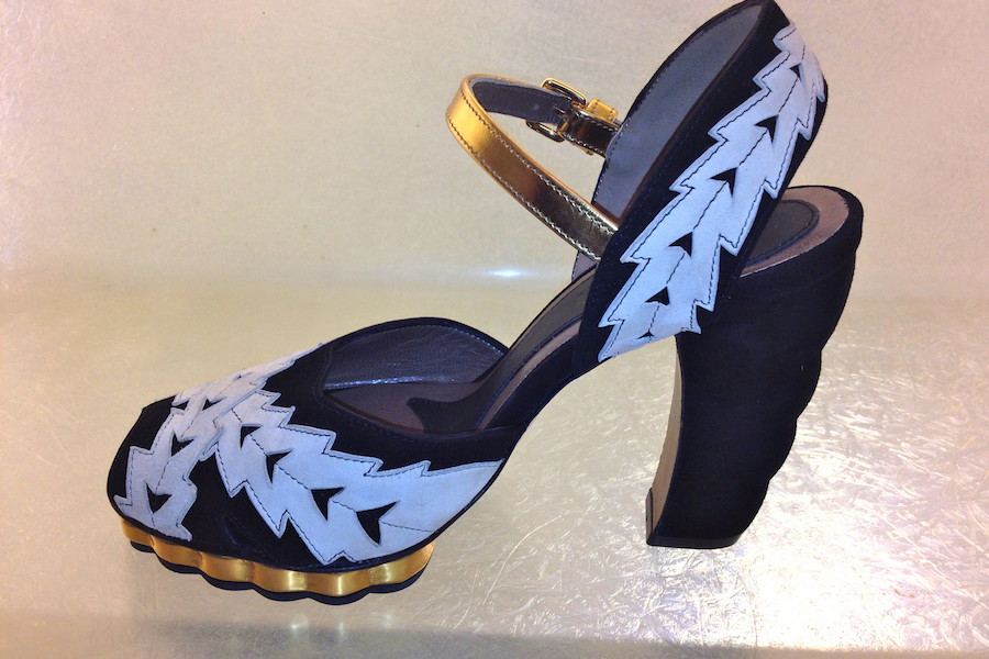 Marni Black and White Gold Strap Ivy Sandal