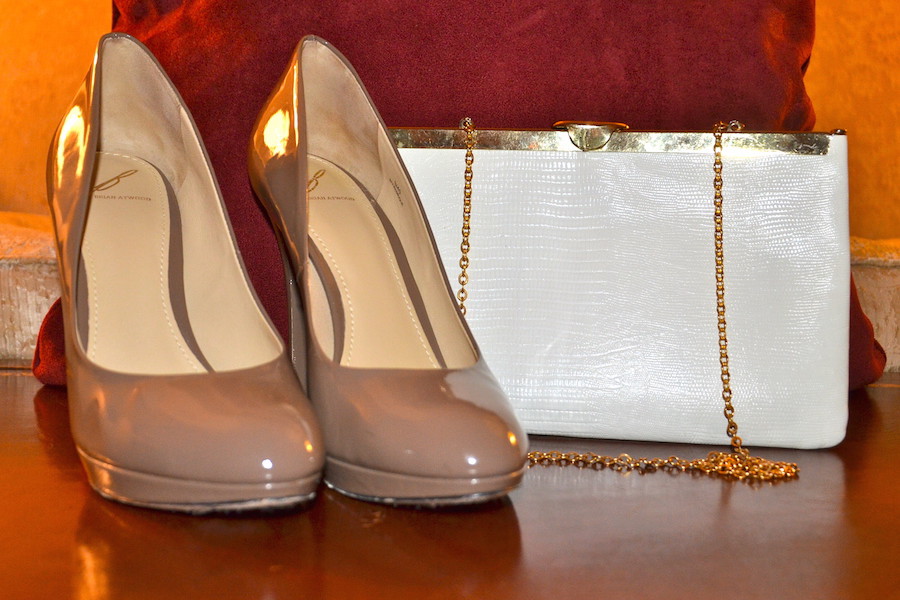 Brian Atwood Patent Leather and Vintage Gold Clutch