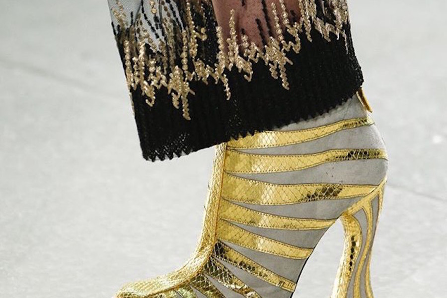 Rodarte NYFW SS16 gold striped ankle boots