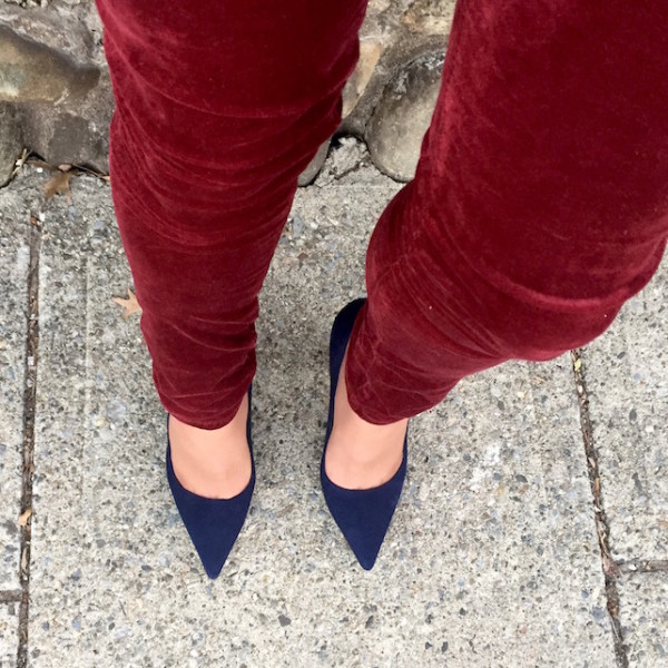 Royally Blue Manolos and Red Wine Velvet