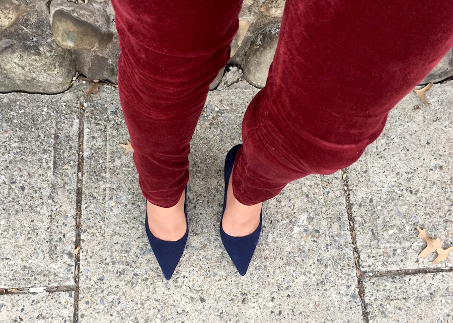 Royally Blue Manolos and Red Wine Velvet