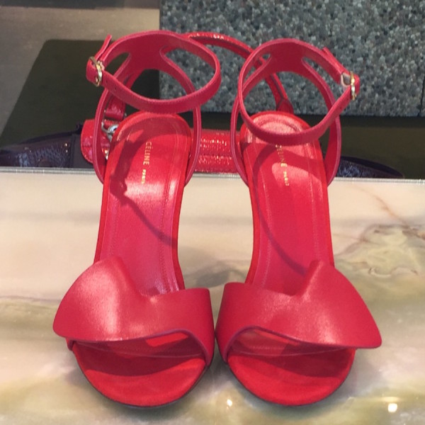 Celine Red Ankle Strap Sandals in the window