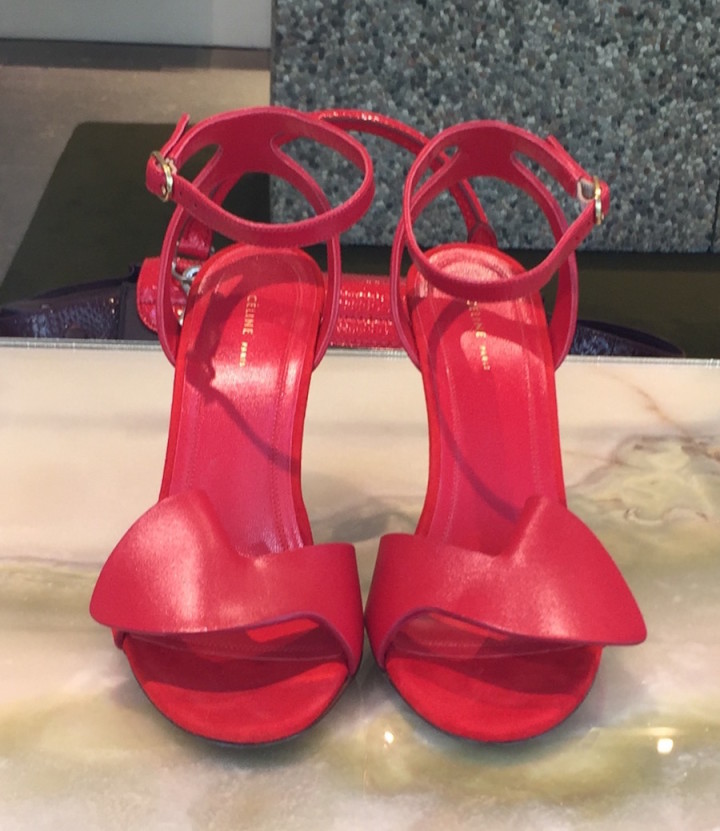 Celine Red Ankle Strap Sandals in the window