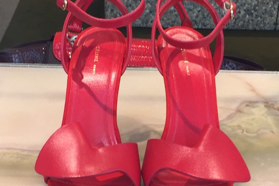Celine Red Ankle Strap Sandals in the window